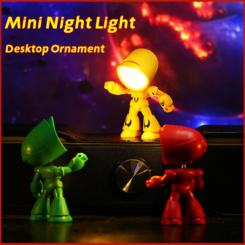 Cute LED Hero Table Lamp Mini Portable Cool Mecha Cute Robot Night Light Bedroom Home Decoration Kids Boys Gifts