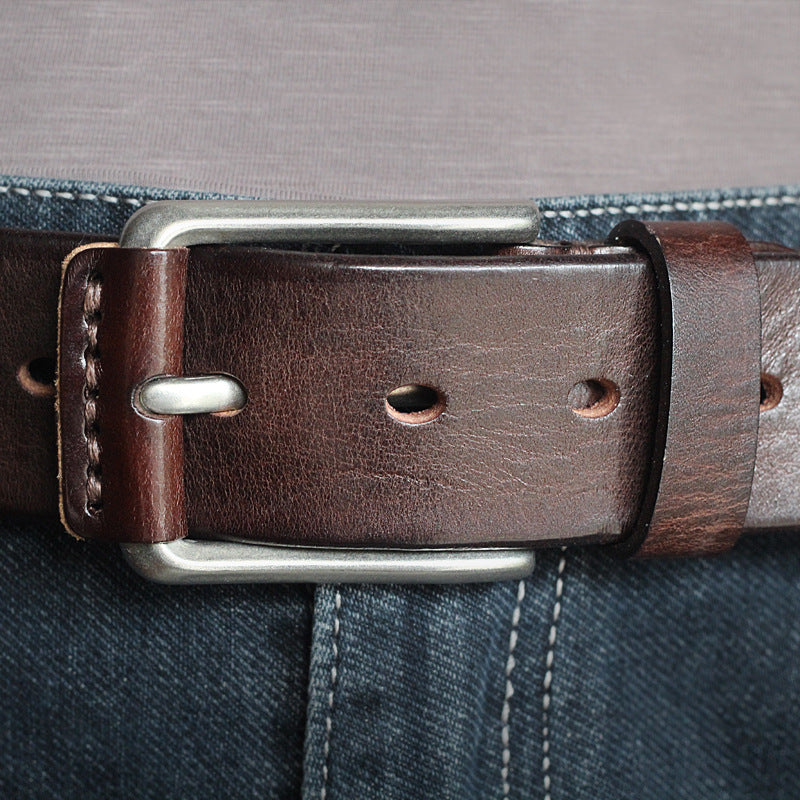 First Layer Cowhide Handmade Belt Men's Pin Buckle Belt 