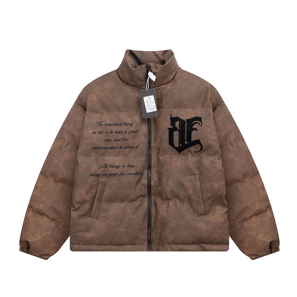 Men's Embroidered Letter Cotton-padded Jacket 