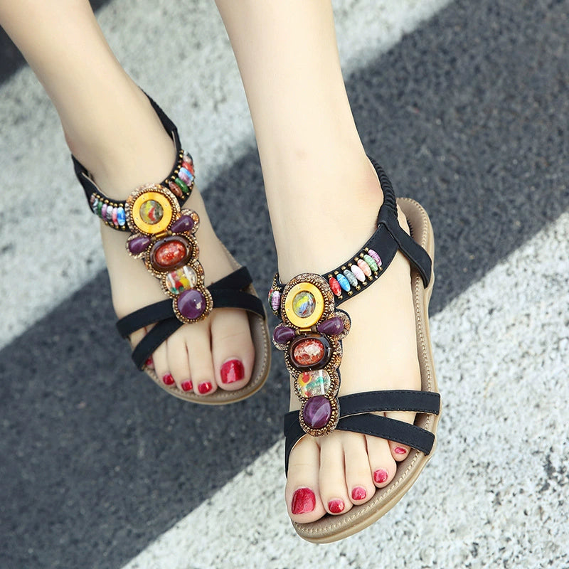 Ethnic Style Flats - Comfortable and Non-Slip Sandals (Sizes 43-45) 