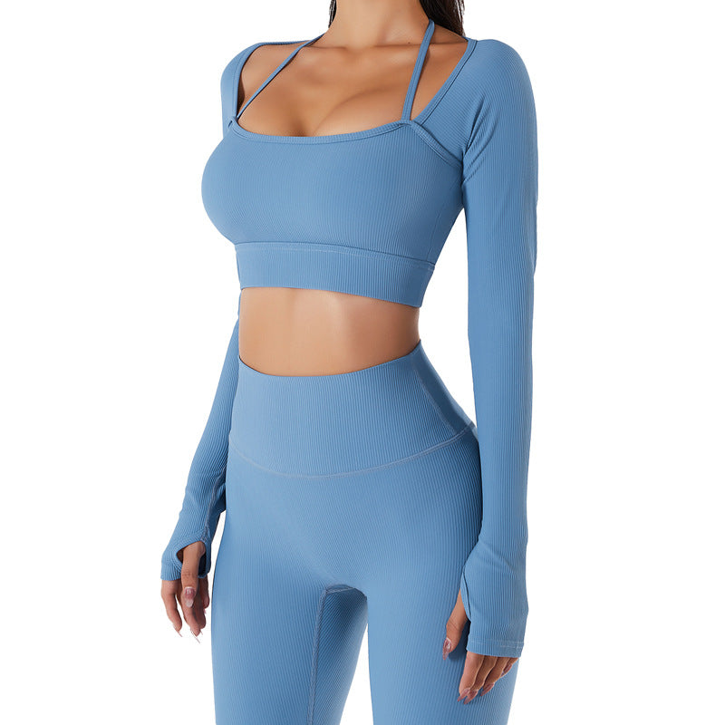 Sports Top Women's Quick-drying Workout Clothes With Chest Pad Slim Fit Skinny Long Sleeve Yoga Wear 