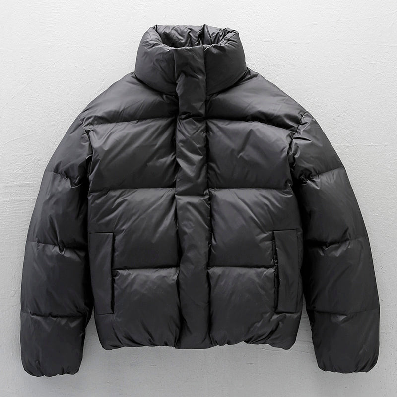 Black Stand-up Collar Down Jacket For Men 