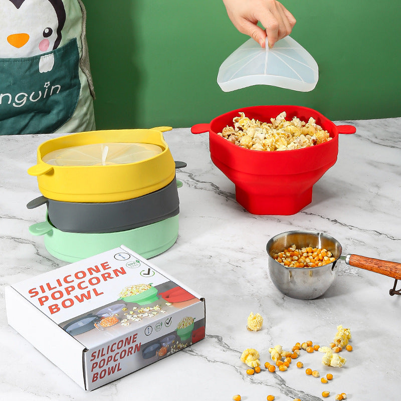 Silicone Popcorn Bucket High Temperature Resistant With Cover 