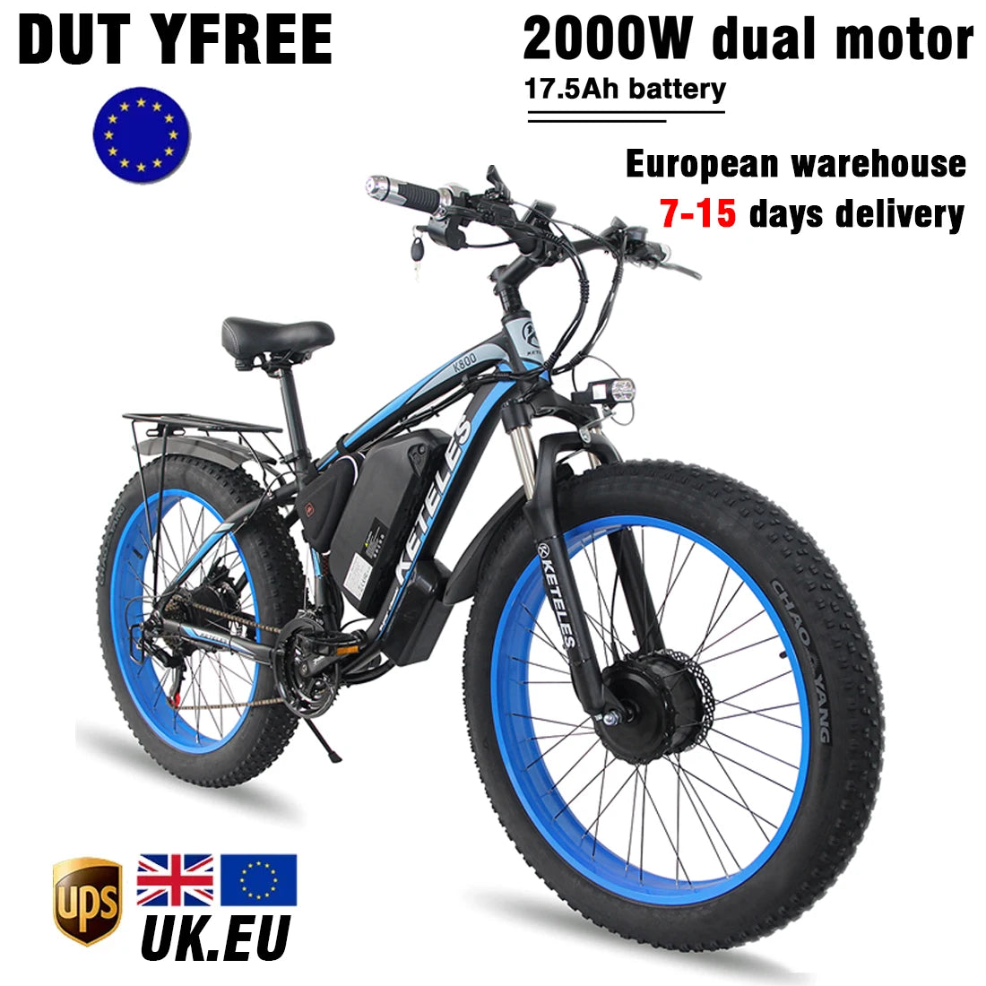 2000W Dual Motor Electric Mountain Bike - 23Ah Lithium Battery