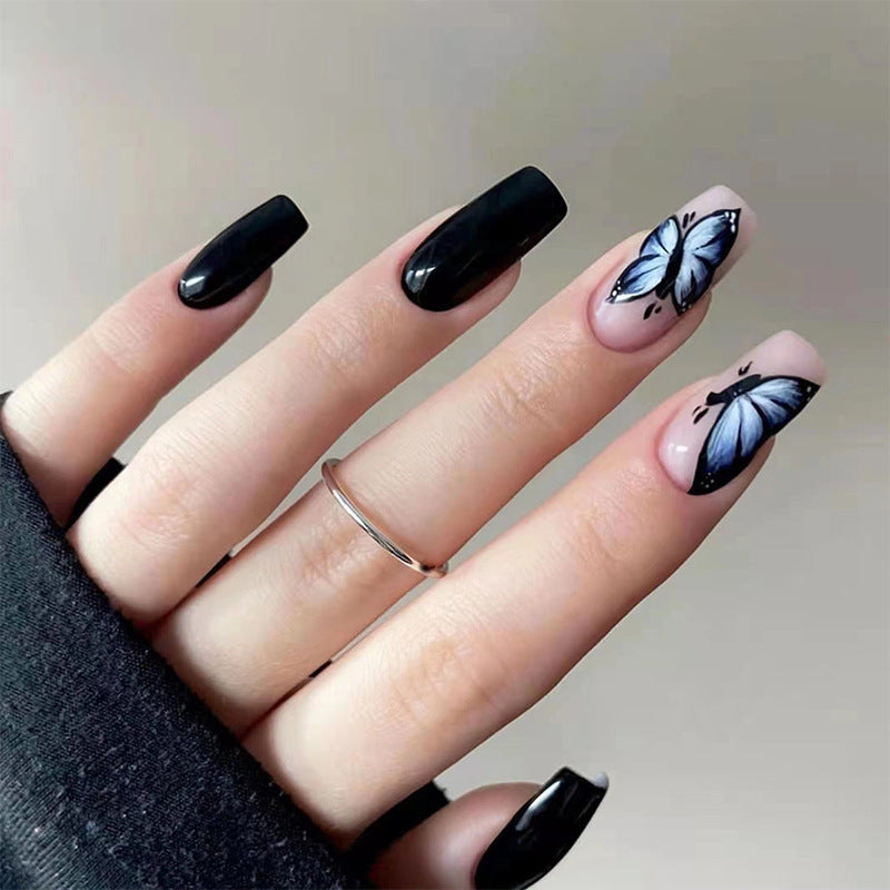 Mysterious Black Butterfly Nail Stickers Finished Product