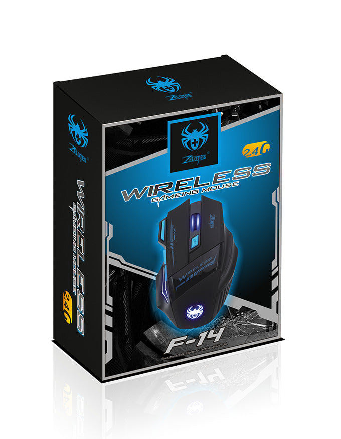 Master ZELOTES Wireless Gaming Mouse 2.4G Wireless Mouse OEM Luminous Optical Mouse F-14
