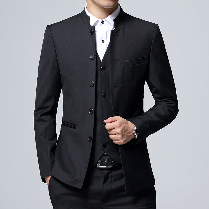 New Zhongshan Suit Men's Wedding Tuxedo Three-piece Suit 