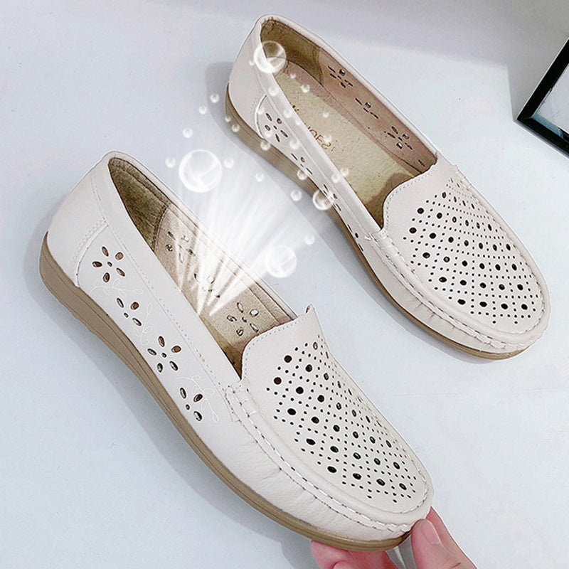 Women Loafers Hollow Out Breathable Anti Slip Flats Shoes 