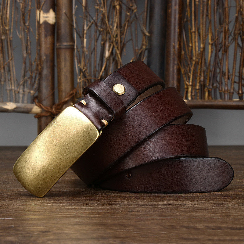 3.3CM Wide And Thick Leather Belt For Men 