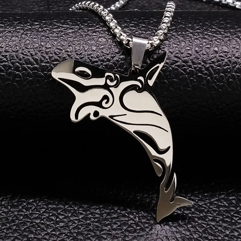 Stainless Steel Shark Charm Necklace Jewelry 
