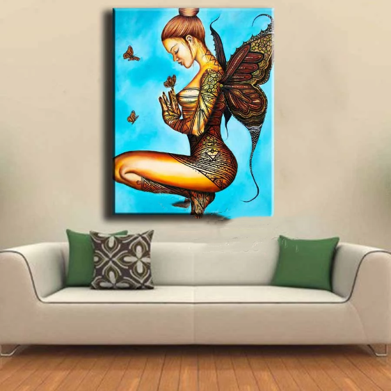 Diamond Painting Picture Of Rhinestone Girl With Wing Pray Full Square Drill Decoration Diamond Embroidery