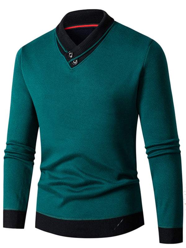 Men's new half turtleneck plus velvet slim long-sleeved sweater 
