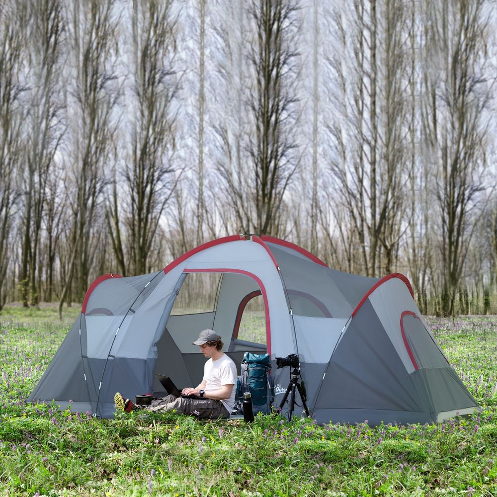 Outdoor  Camping Tent For 5-6 W/ Bag, Fiberglass & Steel Frame Outsunny