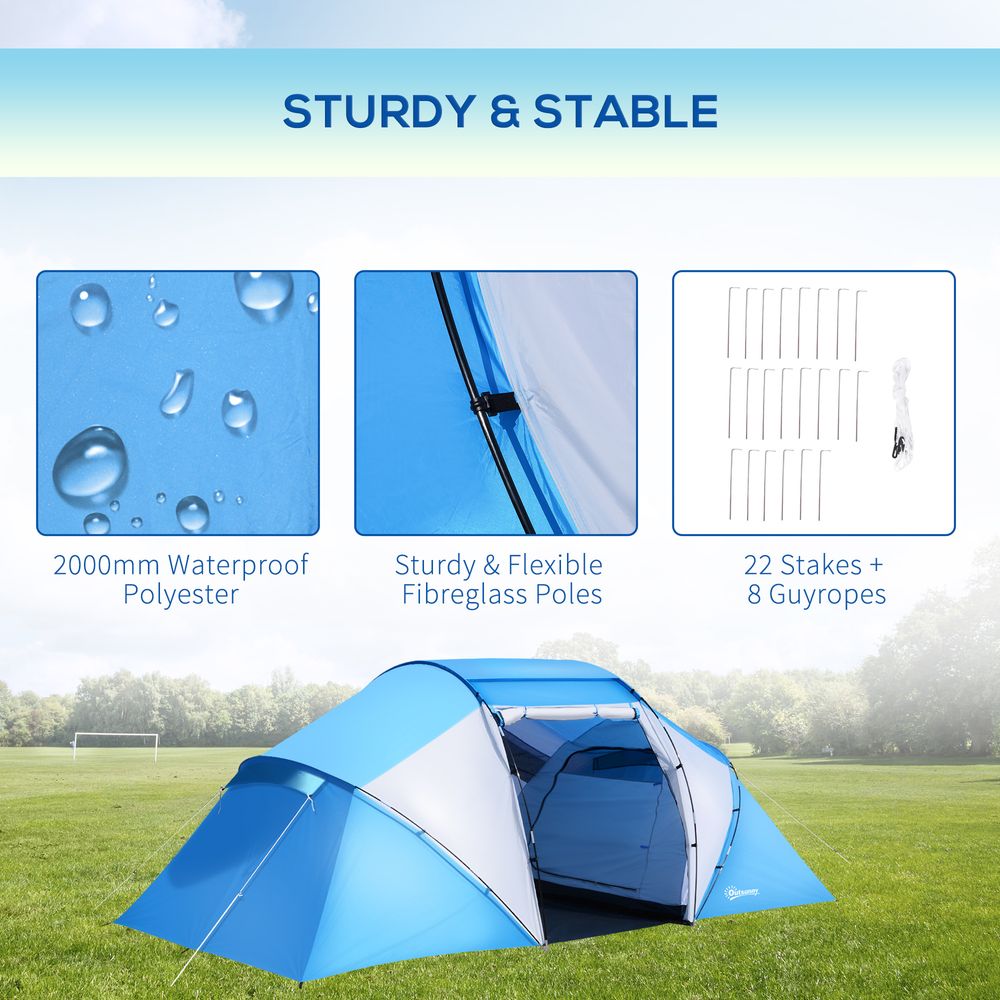 4-6 Persons Camping Tent Dome Family Travel Group Hiking Room Fishing Outsunny