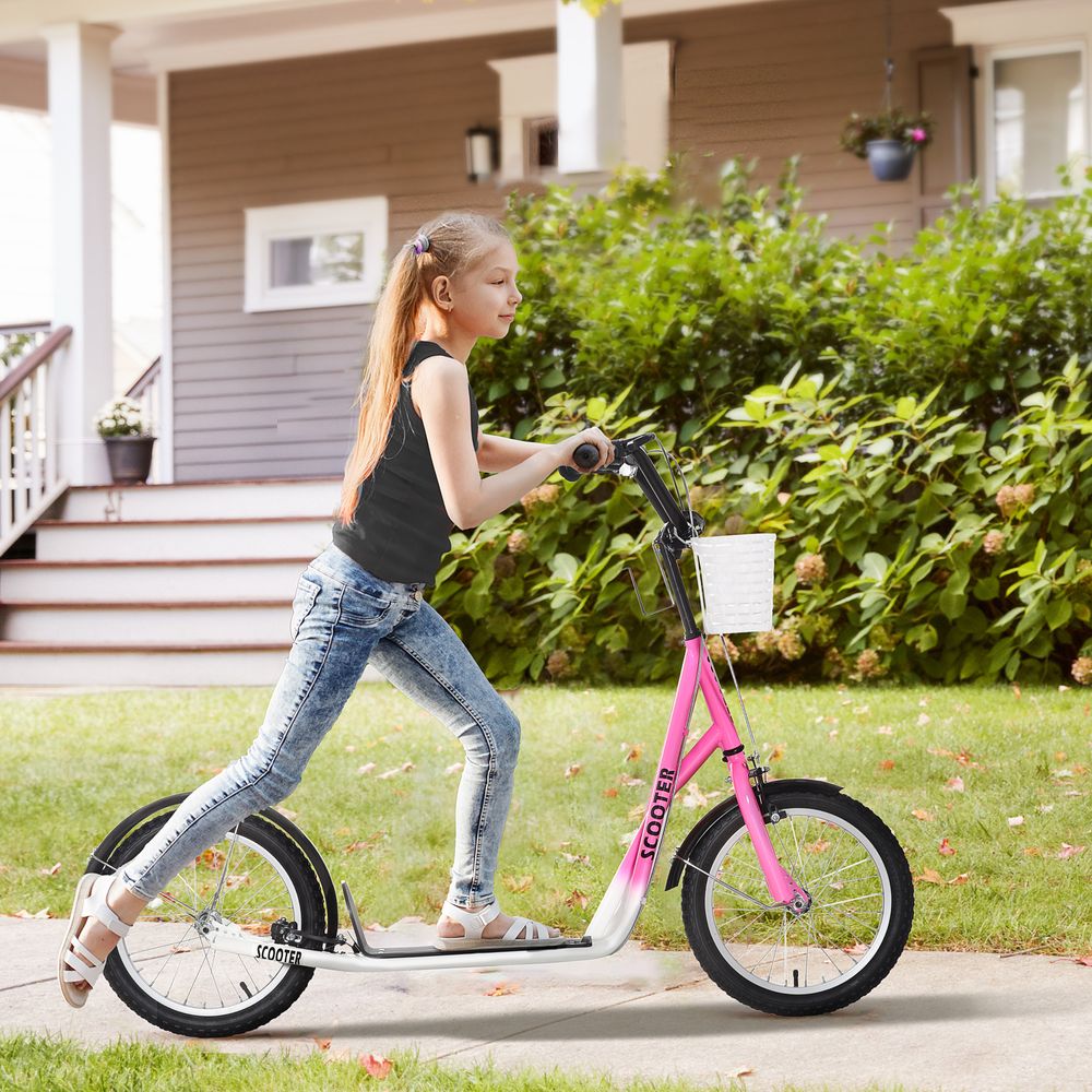 HOMCOM Kids Kick Scooter Teen Ride On Adjustable Children Scooter with Brakes