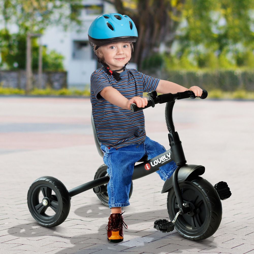 Baby Kids Children Toddler Tricycle Ride on Trike W/ 3 Wheels Black HOMCOM