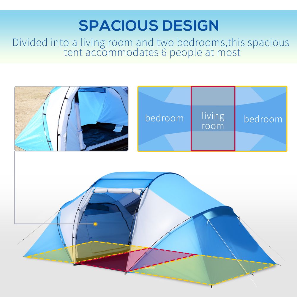 4-6 Persons Camping Tent Dome Family Travel Group Hiking Room Fishing Outsunny