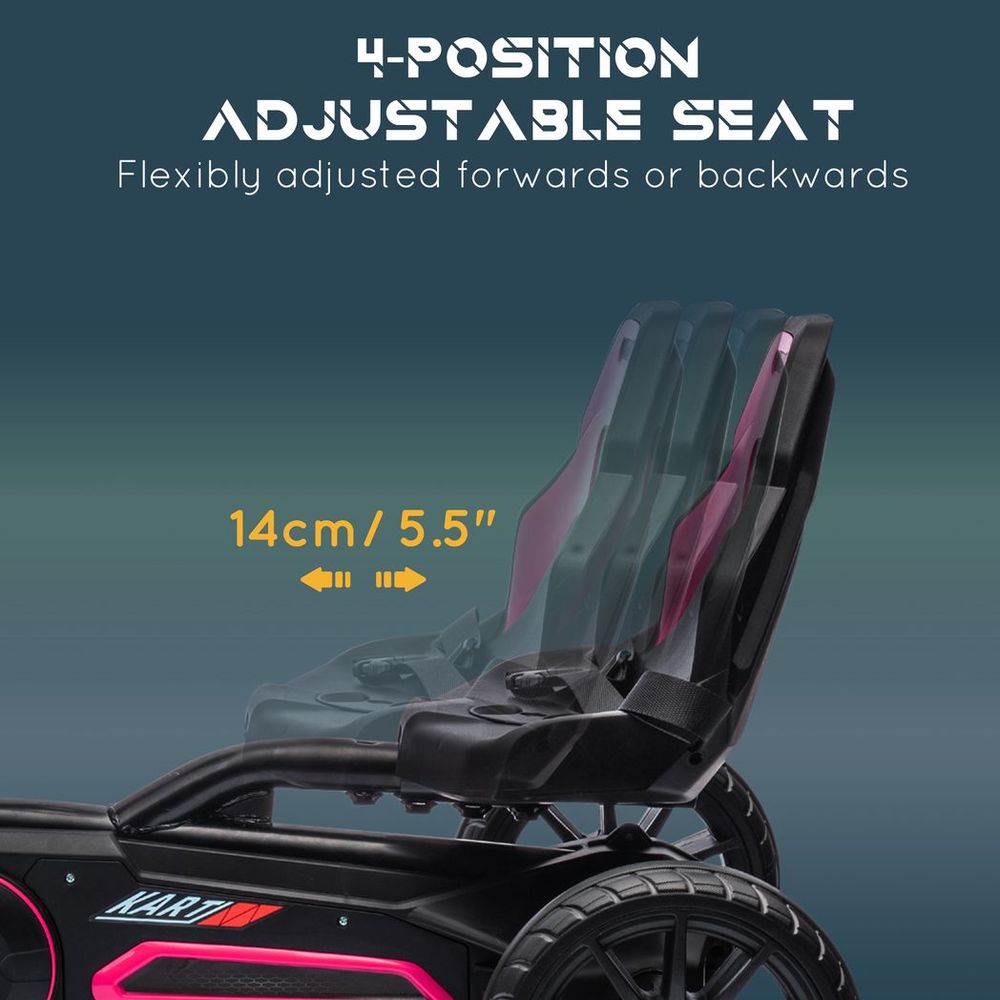 HOMCOM Children Pedal Go Kart with Adjustable Seat, Handbrake - Pink