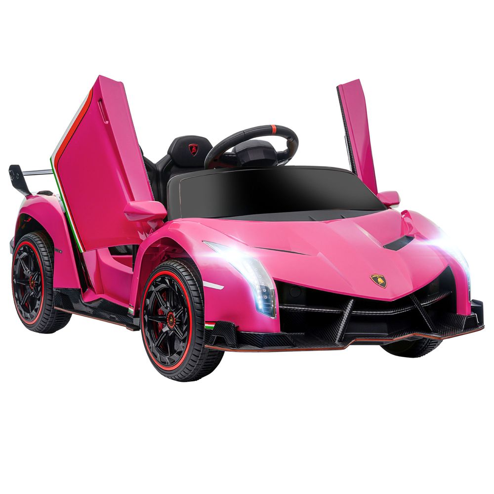HOMCOM Lamborghini Veneno Licensed Electric Ride-on Car with Remote- Pink