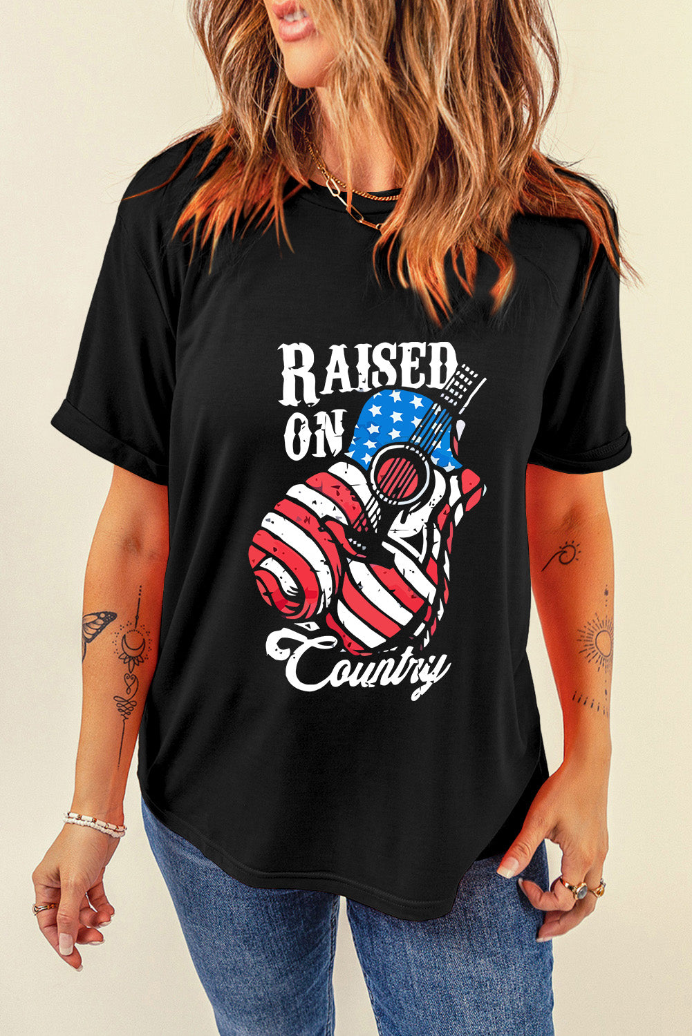 RAISED ON COUNTRY Round Neck T-Shirt - Babbazon t-shirt