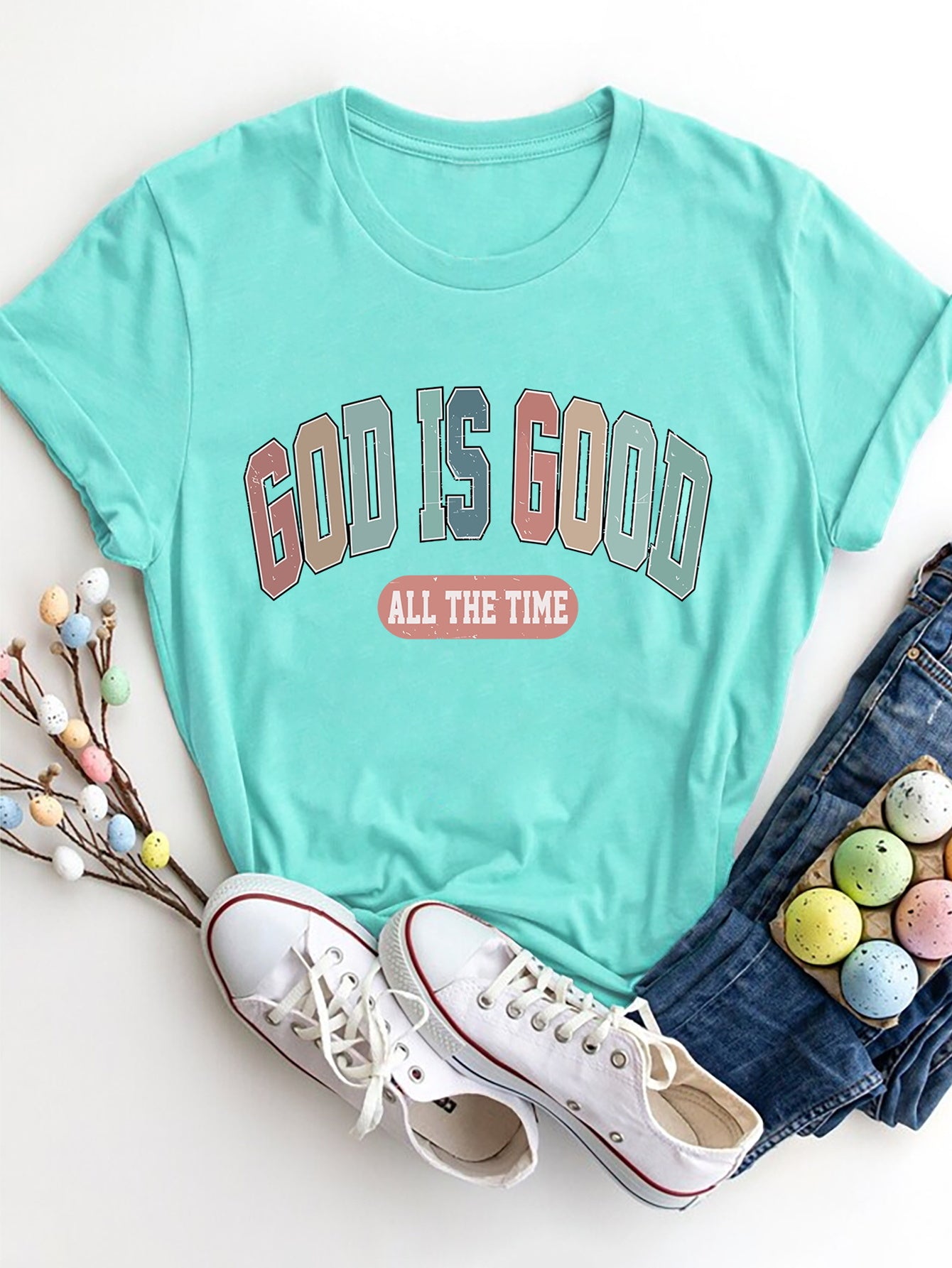 GOD IS GOOD ALL THE TIME Round Neck T-Shirt - Babbazon t-shirt