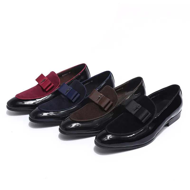 Handmade Mens Loafer Shoes Genuine Patent 