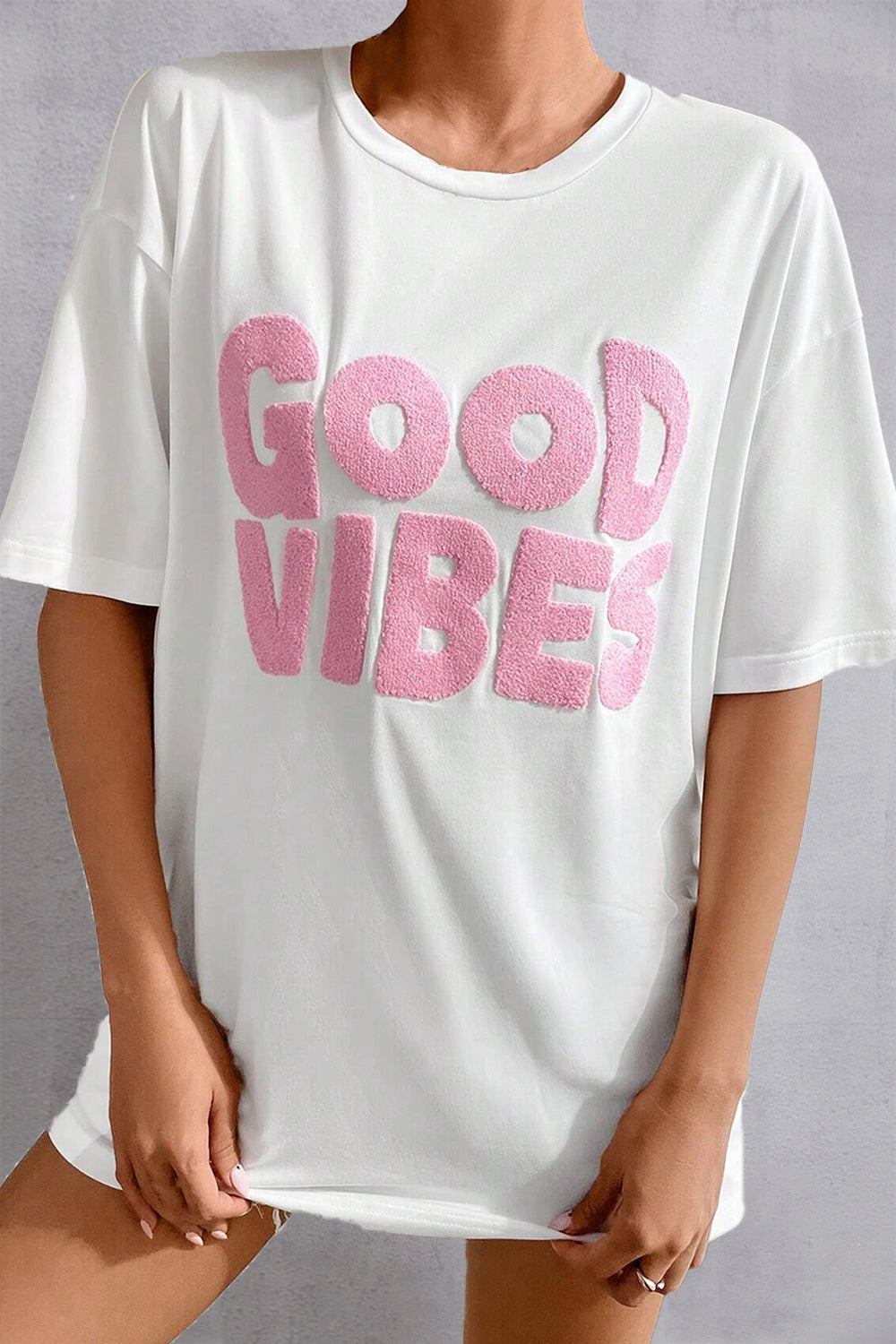 GOOD VIBES Round Neck Half Sleeve T-Shirt - Babbazon t-shirt