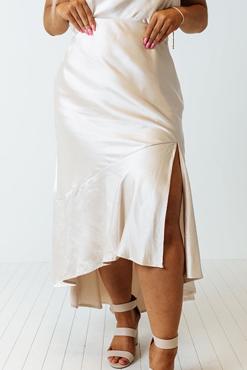 Plus Size Slit Ruffled Skirt - Babbazon skirt