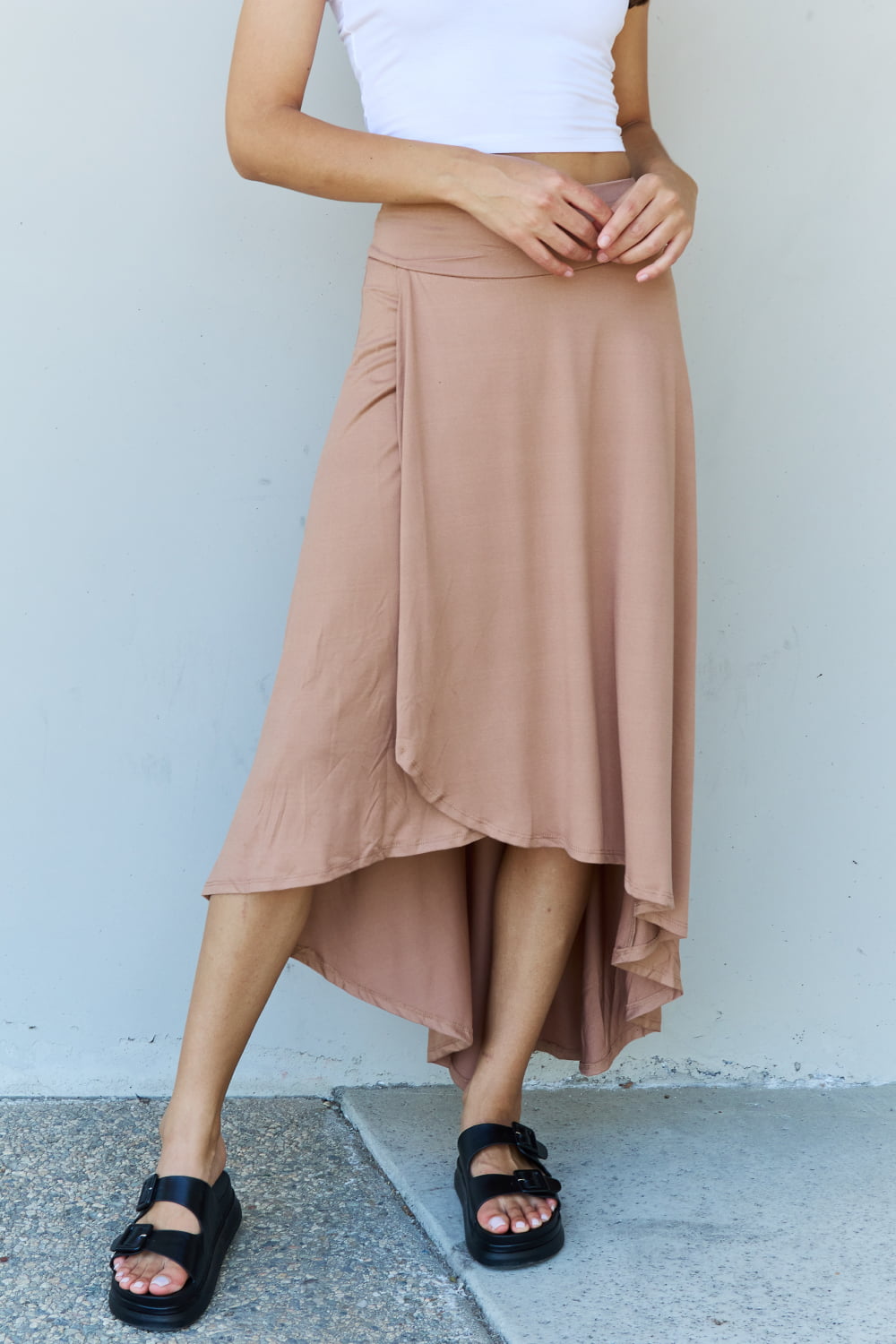 Ninexis First Choice High Waisted Flare Maxi Skirt in Camel - Babbazon evening gowns