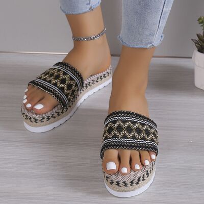 Geometric Weave Platform Sandals - Babbazon Shoes and accessories, Shoes