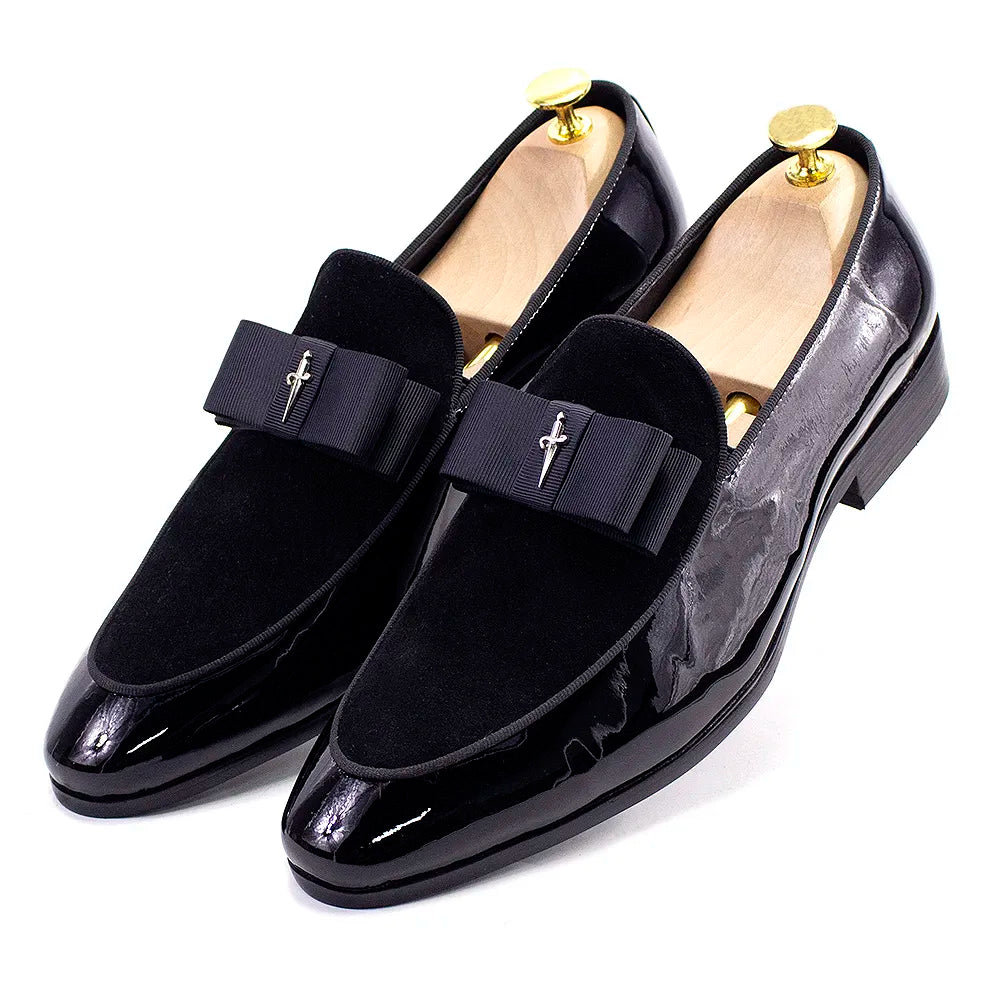 Handmade Mens Loafer Shoes Genuine Patent 