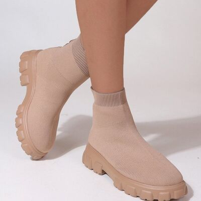 Mesh Round Toe Platform Boots - Babbazon Womens shoes