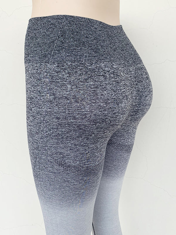 Seamless Gradient Yoga Pants with Elastic High Waist Activewear kakaclo   -BABBAZON