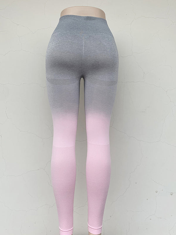 Seamless Gradient Yoga Pants with Elastic High Waist 